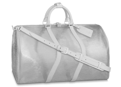 Pre-owned Louis Vuitton  Keepall Bandouliere Wavy 50 Epi Plage White