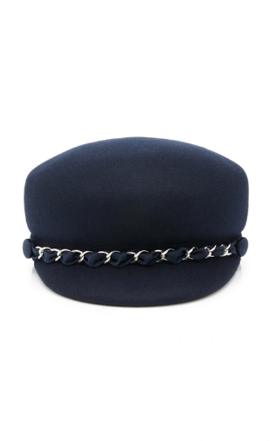 Eugenia Kim Embellished Felted Wool Cap In Navy