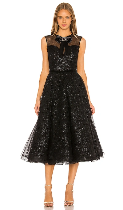 Bronx And Banco Lou Lou Sparkle Flecked Midi Cocktail Dress In Black