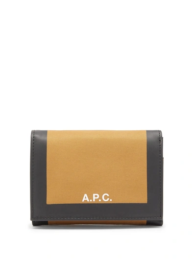 Apc Saville Logo-print Canvas Wallet In Brown