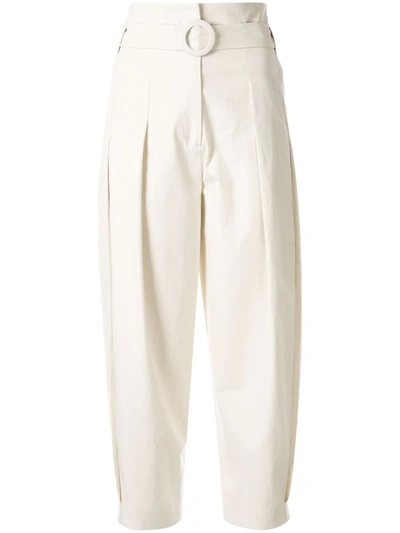 Moon J High-rise Cropped Trousers In White
