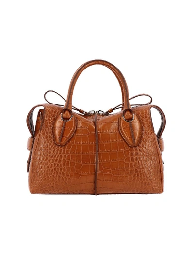 Tod's Small D Bag In Crocodile Print Leather With Shoulder Strap