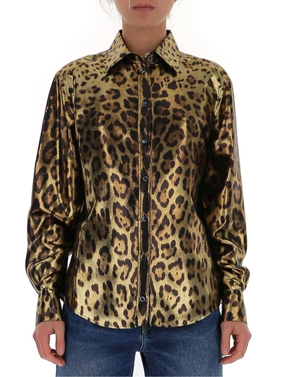 Dolce & Gabbana Metallic Animal Print Shirt In Multi