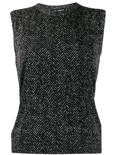 Dolce & Gabbana Chevron Wool Knit In Black,grey