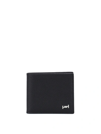 Tod's Double T Leather Bifold Wallet In Black