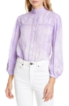 Loveshackfancy Ronda Lace High-neck Cotton Top In Lavender
