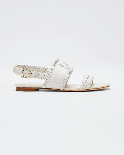 Tod's Selleria Woven Flat Sandals In White