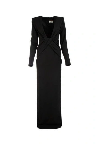 Saint Laurent Long Evening Dress In Black