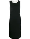 Tory Burch Striped Panel Midi Dress In Black