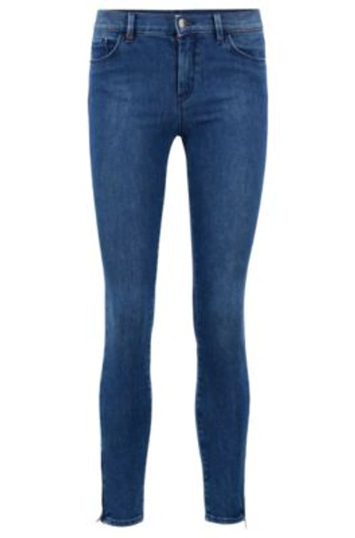 Hugo Boss Slim-fit Jeans In Super-stretch Used-effect Denim In Blue