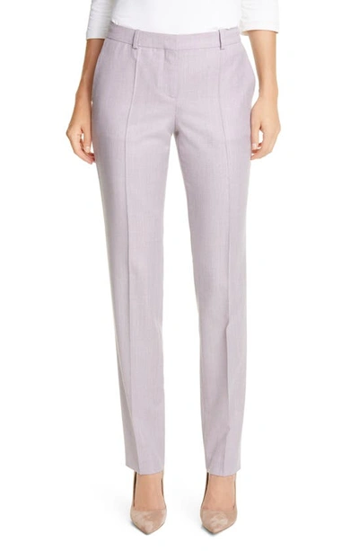 Hugo Boss Titana Straight Leg Wool Pants In Light Rose Fantasy