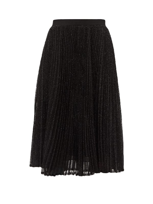 Weekend Max Mara Varna Lurex Pleated Midi Skirt In Black | ModeSens