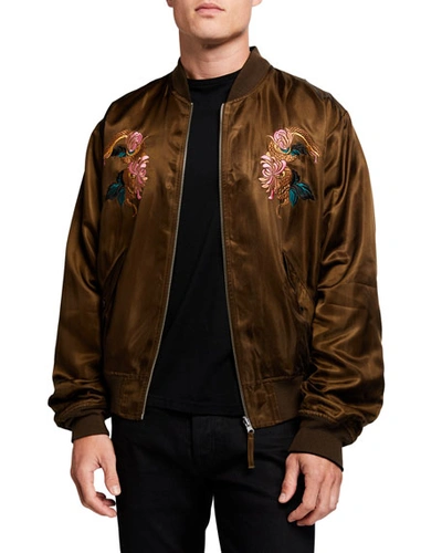 Scotch & Soda Men's Reversible Satin Embroidered Bomber Jacket In Combo A