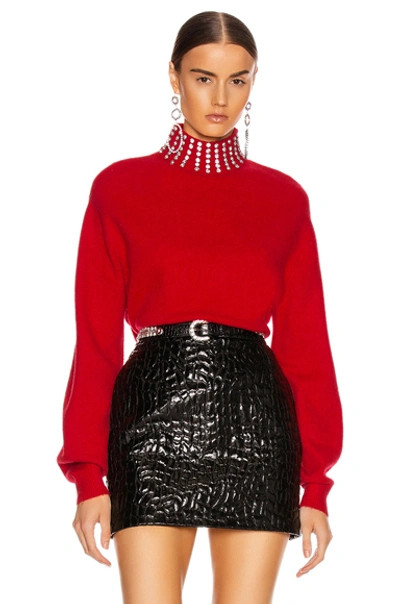 Grlfrnd Katherine Embellished Sweater In Cherry Red