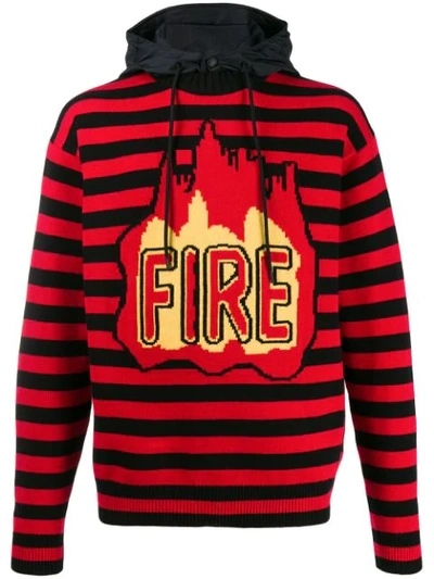 Moncler Men's Fire Striped Jumper In Black