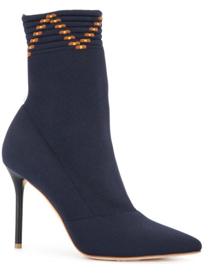 Malone Souliers Stretch-knit Sock Ankle Boots In Blue