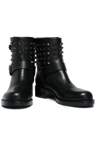 Valentino Garavani Studded Leather Ankle Boots In Black