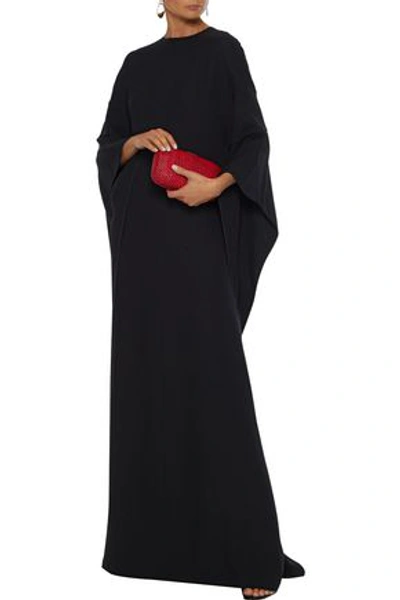 Valentino Draped Silk-crepe Gown In Black
