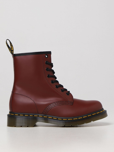 Dr. Martens' 1460 Smooth Burgundy Combat Boot In Brown