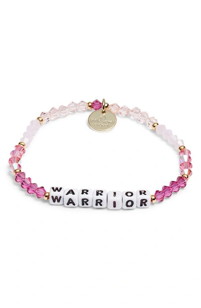 Little Words Project Warrior Beaded Stretch Bracelet In Pink/ White