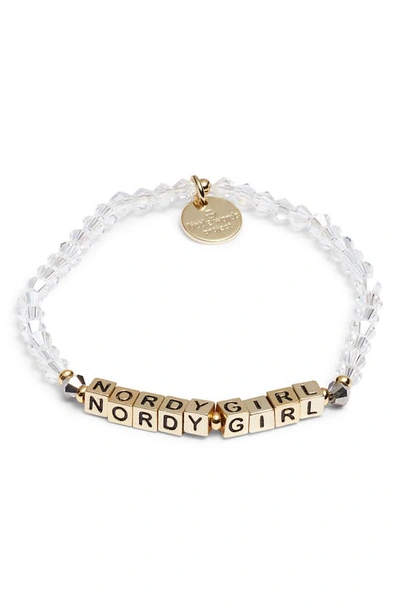 Little Words Project Nordy Girl Beaded Stretch Bracelet In Clear/ Gold