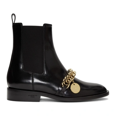 Givenchy Chain-embellished Glossed-leather Chelsea Boots In Black