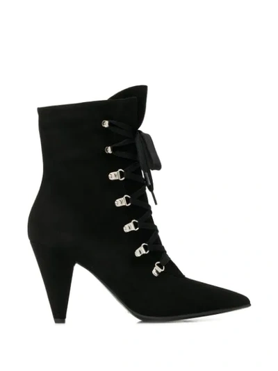 Gianvito Rossi Waterloo 85 Lace-up Suede Ankle Boots In Black
