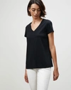 Lafayette 148 Plus-size Cotton Jersey Modern V-neck Tee In Black