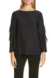 Lafayette 148 Plus-size Matte Silk Alessia Blouse In Black