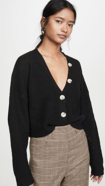 Line & Dot Scarlett Cropped Cardigan In Black