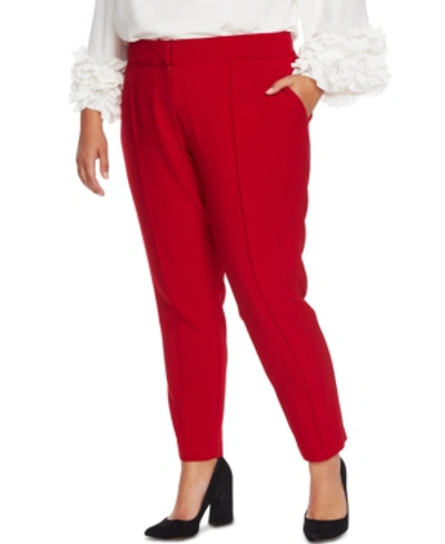 Vince Camuto Plus Size Pintuck Stretch Pants In Tulip Red