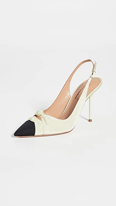 Aquazzura Mondaine Leather Slingback Pump In Black/beige