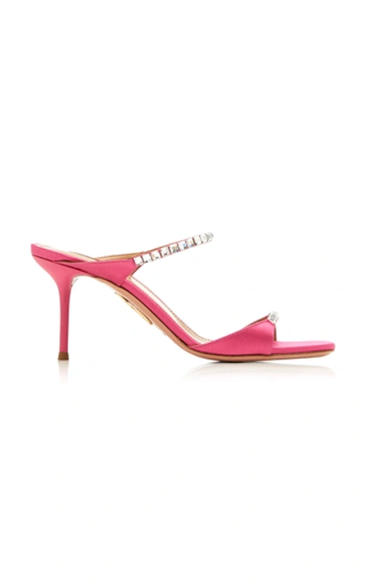 Aquazzura Diamante Embellished Satin Sandals In Pink