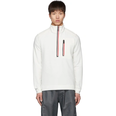 Moncler White Fleece Half-zip Sweater In 034 White