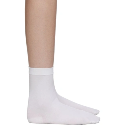 Wolford White 80 Denier Socks In 1001 White