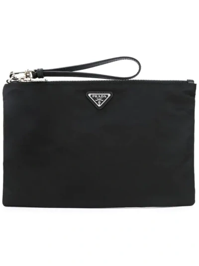 Prada Vela Clutch Bag In Black