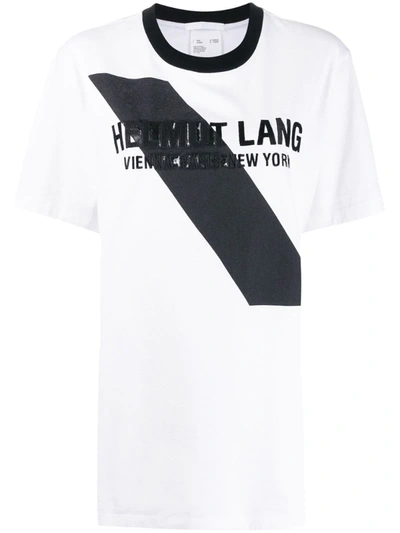 Helmut Lang Logo-embroidered Cotton T-shirt In White