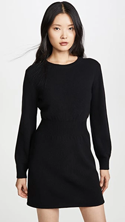 Theory Rib Waist Sweater Dress In Black