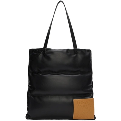 Loewe Bolso Tote In Black Leather And Fabric