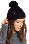 Ugg Yarn Pompom Cardi Stitch Knit Beanie In Black