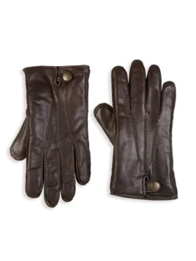 Ugg Metisse Leather & Faux Fur Tech Gloves In Brown