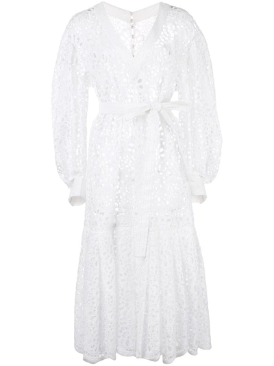 Carolina Herrera Floral Laser-cut Midi Dress In White