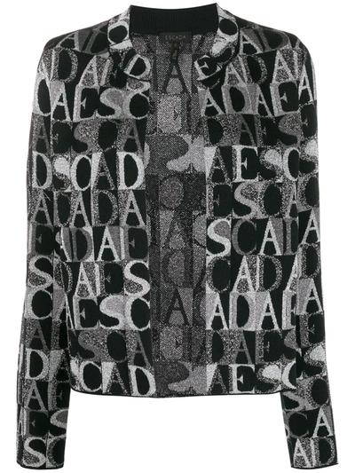 Escada Logo Intarsia Cardigan In Black