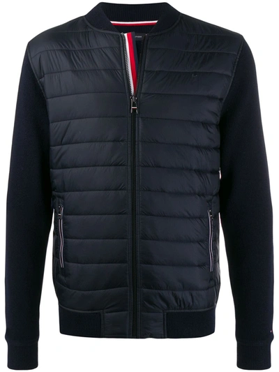 Tommy Hilfiger Quilted Panel Bomber Jacket In Blue