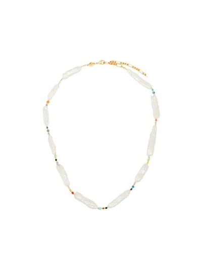 Anni Lu Gold-plated Rock And Sea Pearl Necklace In White
