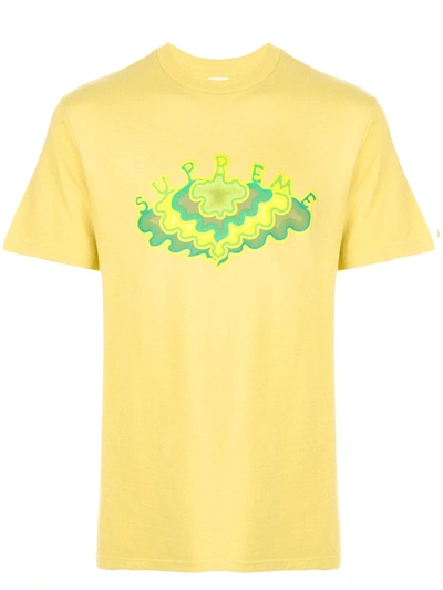 Supreme Cloud Print T-shirt In Yellow