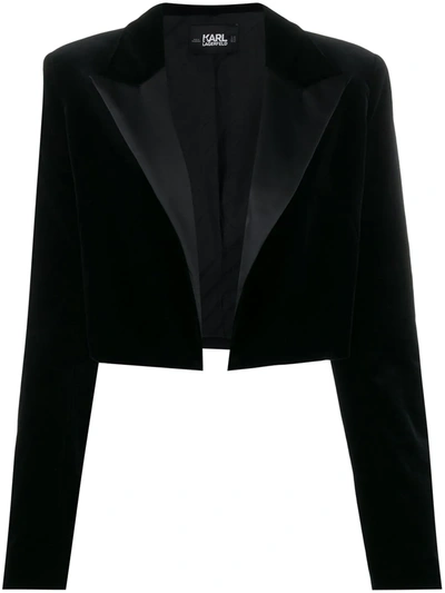 Karl Lagerfeld Karl X Carine Velvet Jacket In Black