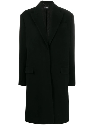 Karl Lagerfeld Karl X Carine Single Breasted Coat In Black