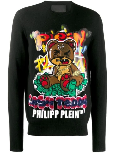 Philipp Plein Teddy Bear Embroidery Jumper In Black