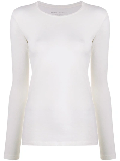 Majestic Stretch Jersey Top In White